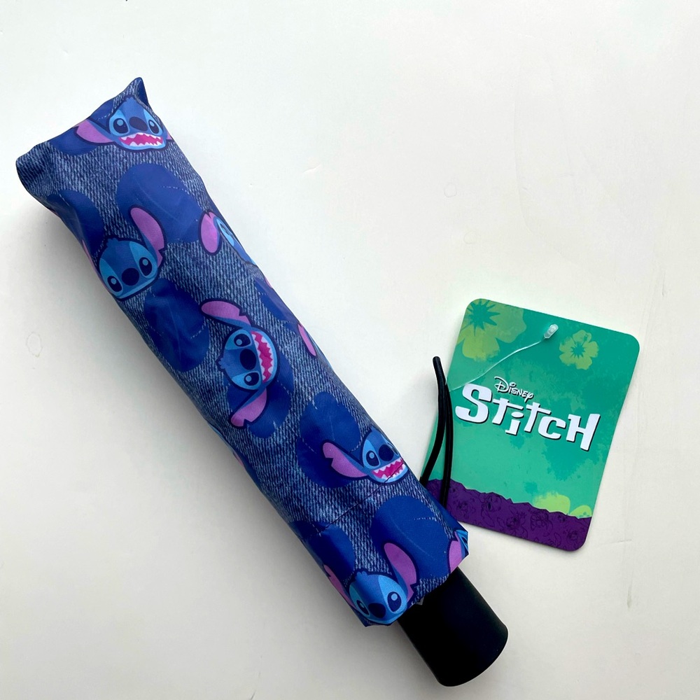 Disney Stitch Leaf Prints Compact Auto Open Umbrella New